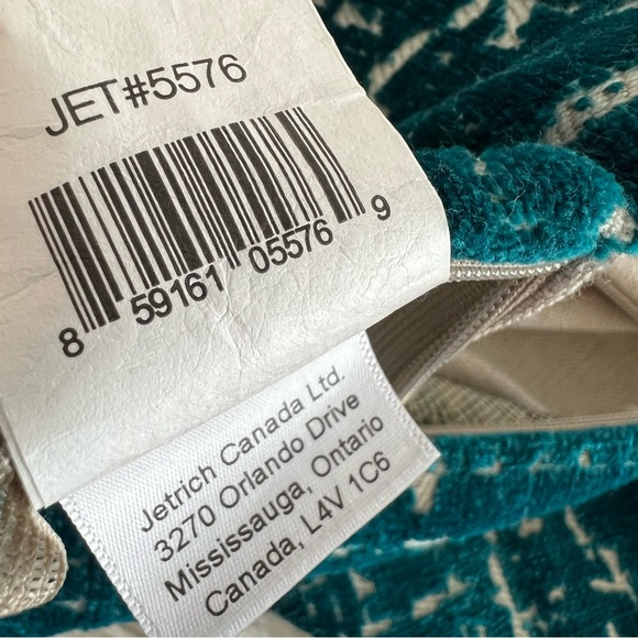 Cut Velvet Abstract Teal Blue Accent Lumbar Pillow - Picture 6 of 9